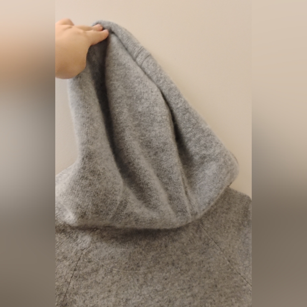 Theory Women's Norm Cashmere Gray Cardigan Hooded Shrug Sz P XS/XXS - Picture 3 of 6